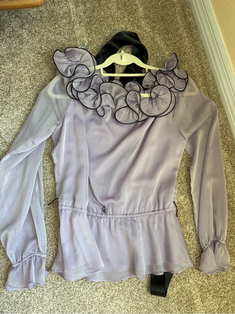 Women's Lavender Ruffle Neck Long-Sleeve Blouse - Runs small (6/8)